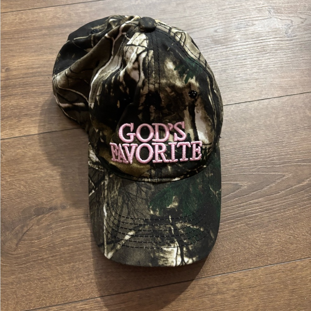 Camouflage Cap with Pink Embroidery